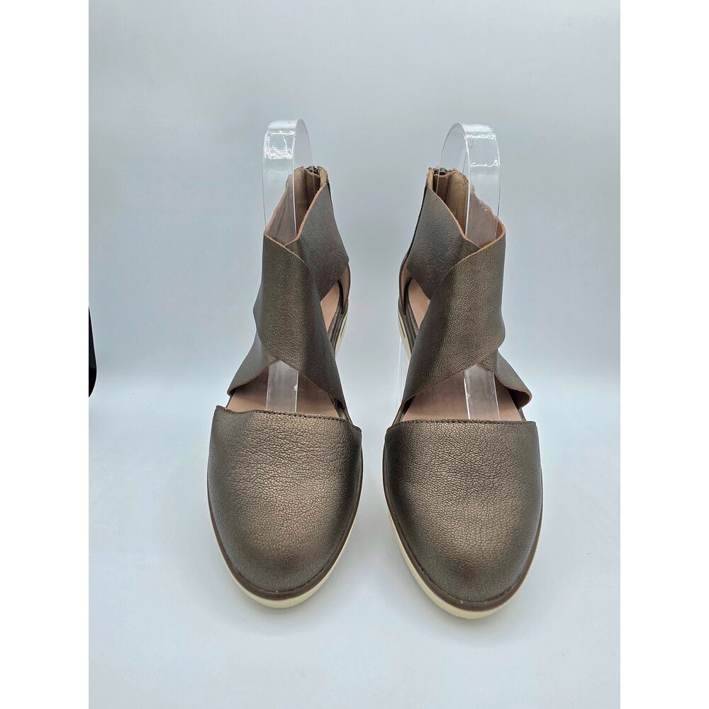 Eileen Fisher Leather  Flats Womens 6.5 Bronze Metallic  Comfort Shoes NEW